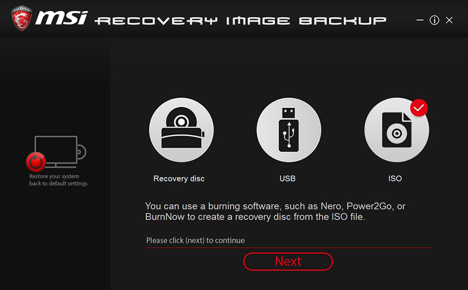 how to msi burn recovery