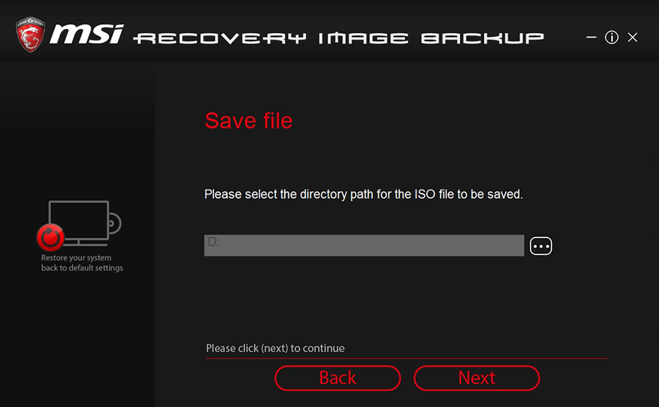 turn off msi burn recovery at start