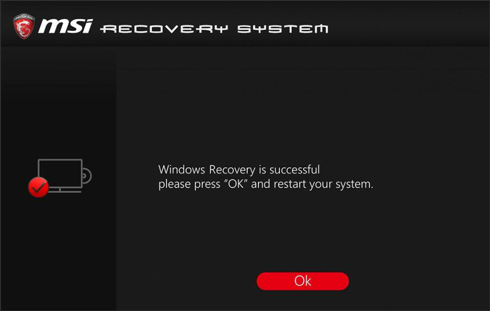 msi burn recovery partition error