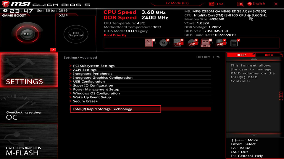 how to save bios settings msi