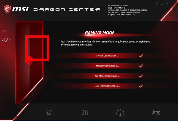 msi dragon center startup