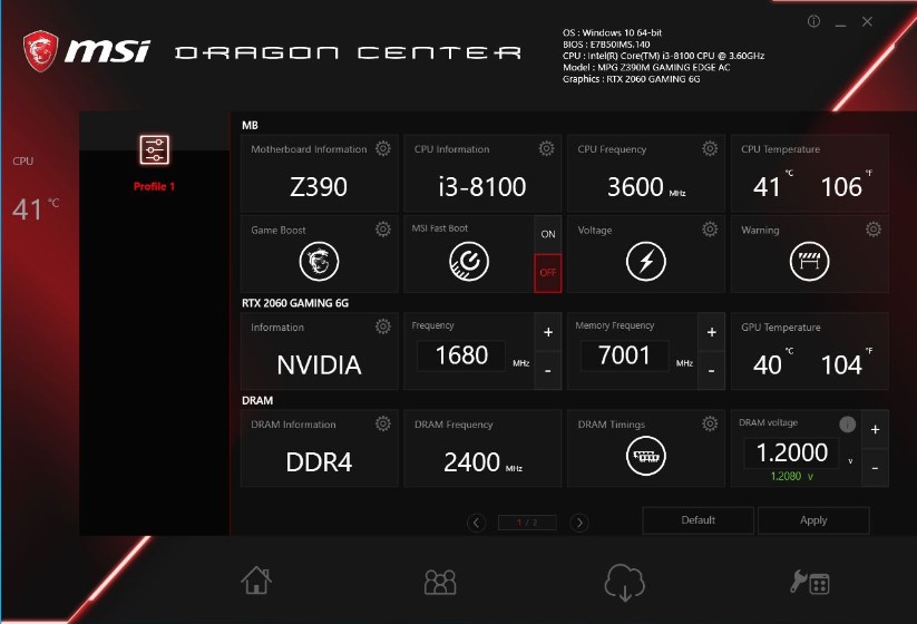 msi dragon center smart tool