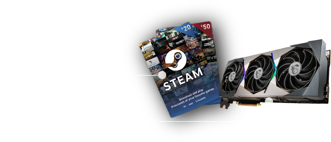 Steam Gift Card, GeForce RTX™ 3070 Ti SUPRIM X 8G, GeForce RTX™ 3080 Ti SUPRIM X 12G.