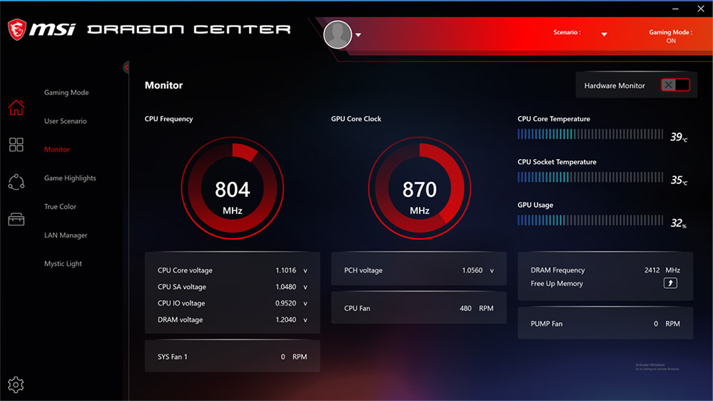 msi dragon center update