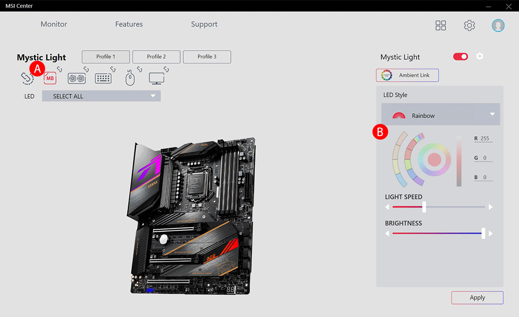 change motherboard led color