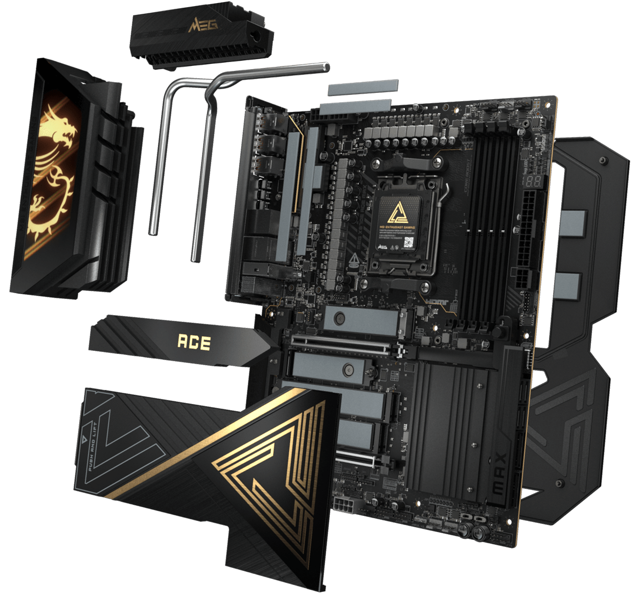 MSI X870E MAX EVO SERIES FEATURE FROZR DESIGN BOARD