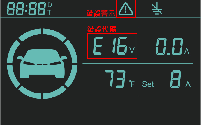 顯示螢幕 充電狀況偵錯錯誤時
