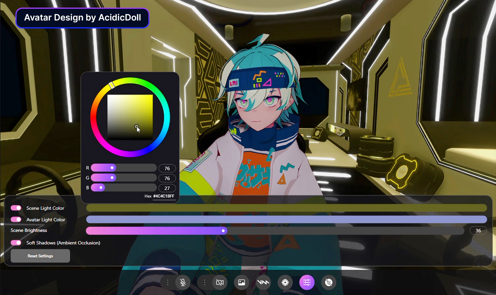 Lighting settings for scene and character in DigiME