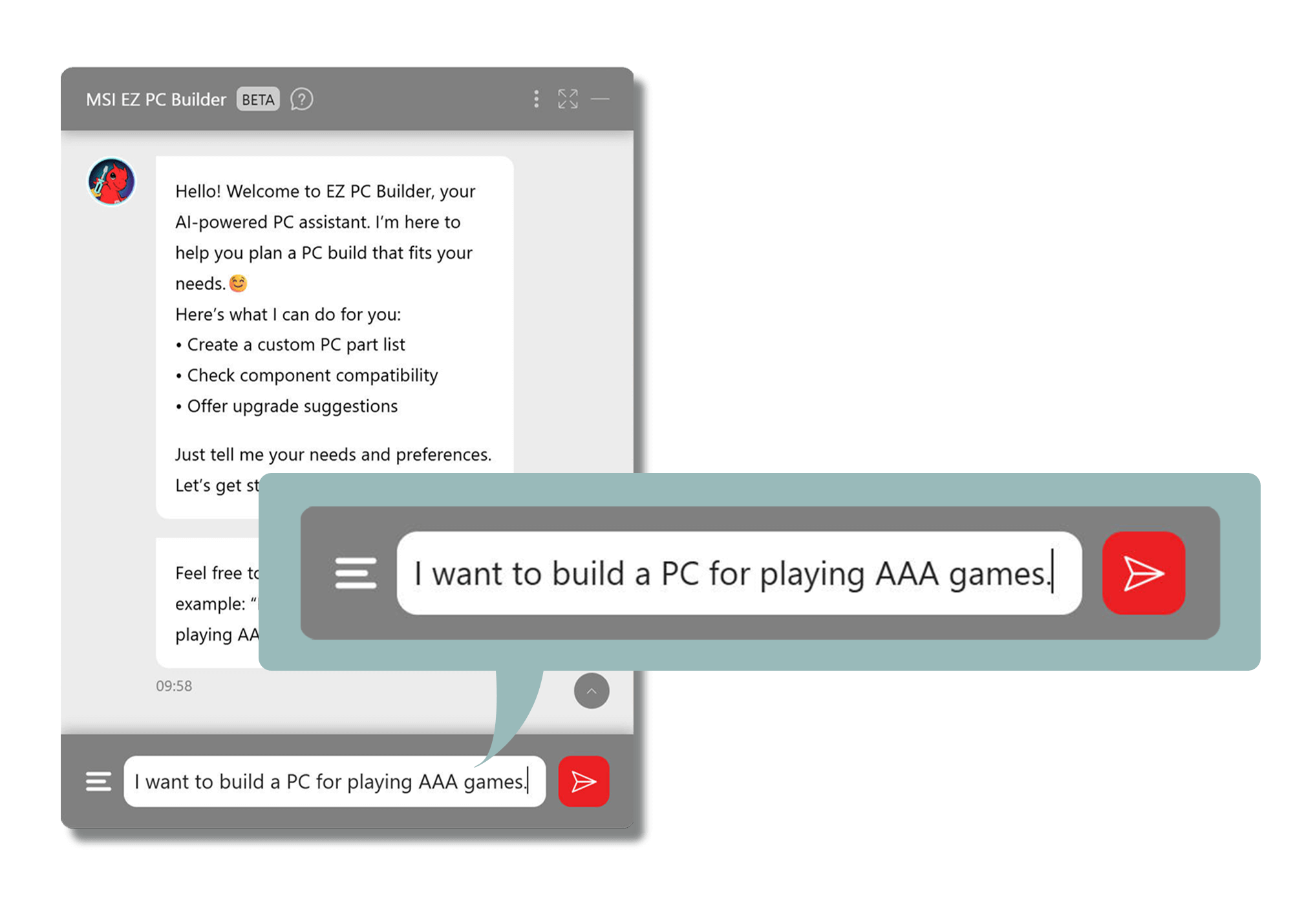 Paso 2 - Chatear con EZ PC Builder