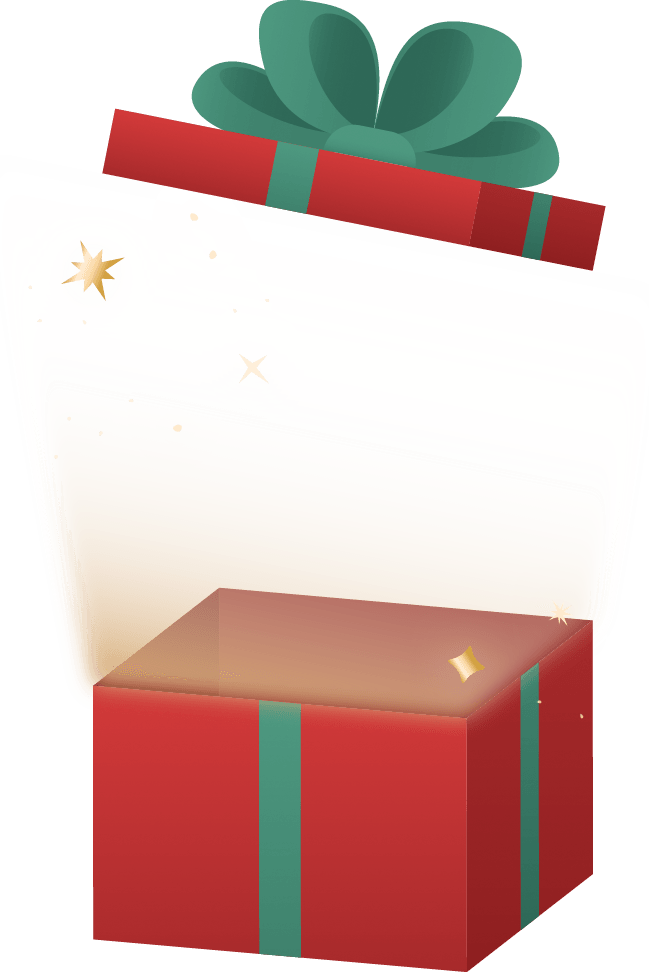 MSI Christmas gift box popup showing Modern Series Laptop prize won in holiday event