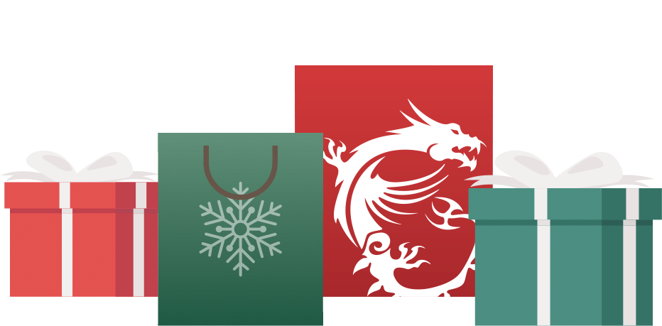 MSI Store Christmas gift set collection featuring gaming and creator products