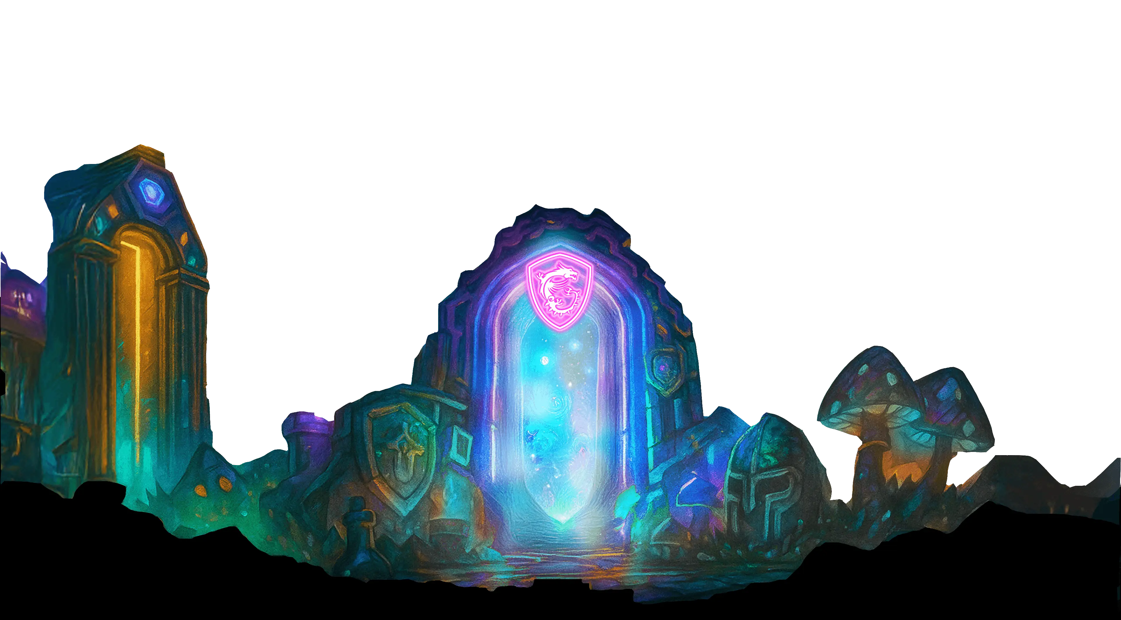 Mystical portal with crystal formations and glowing blue energy - Spell Zone entrance