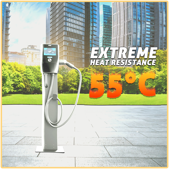 MSI EV Charger operating in extreme heat conditions under direct sunlight