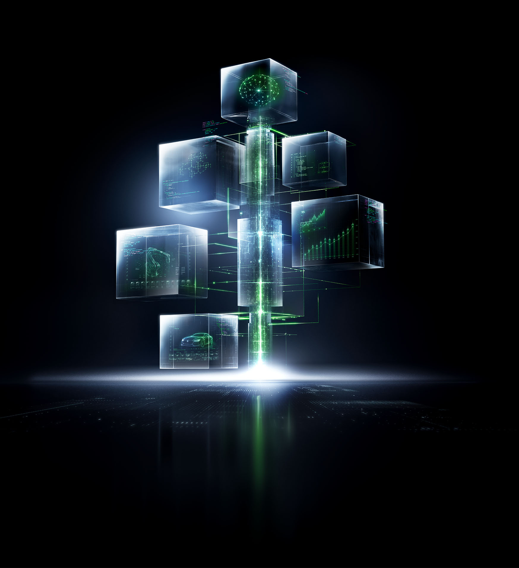 MSI Spark the Future technology visualization with glowing cubes