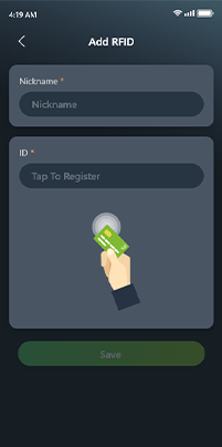 Authorized RFID card management on MSI aConnect app