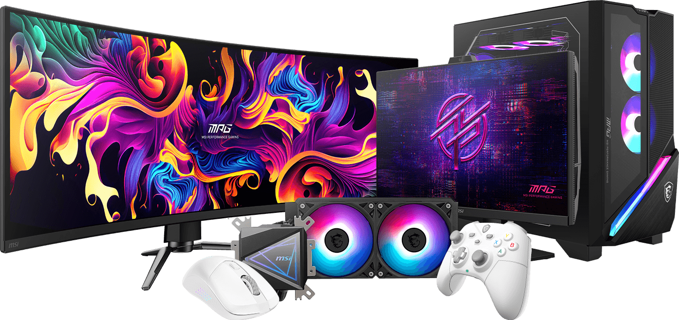 Selected MSI monitors, cases, and peripherals featured in the Easter deals promotion.