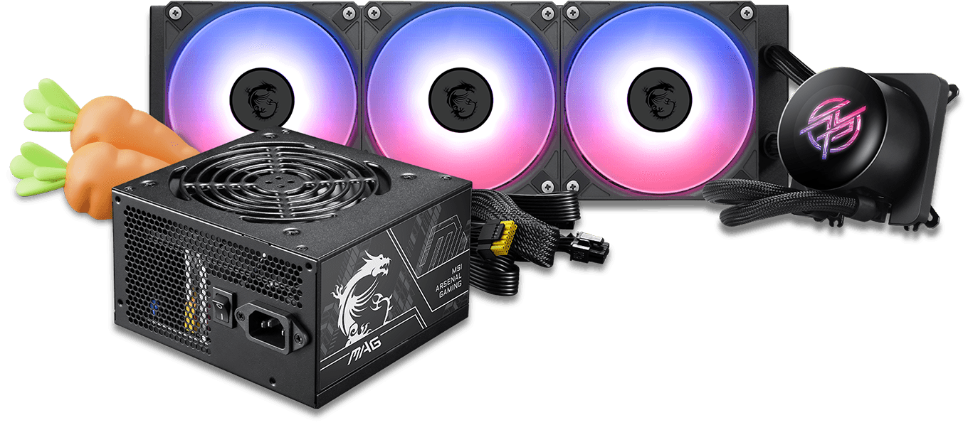 MSI power supplies, coolers, fans, and PC components — Easter deals.