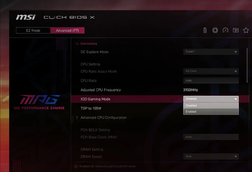 msi x3d gaming mode