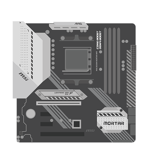 Micro-ATX form factor motherboard illustration