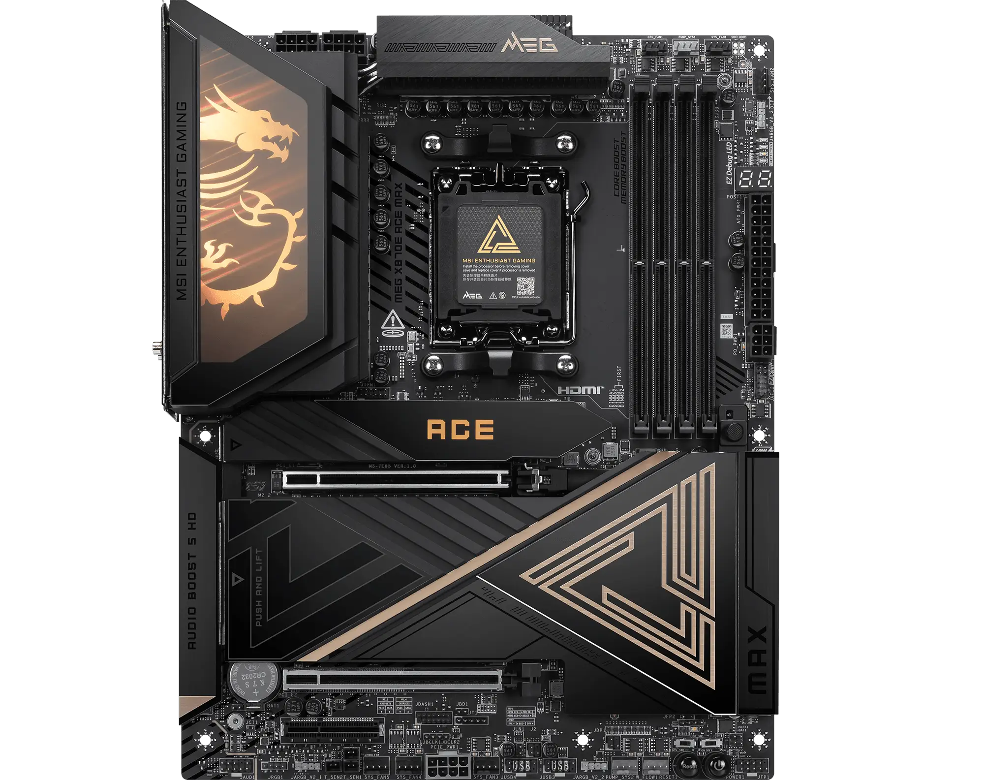Diagram of a motherboard with labeled major components