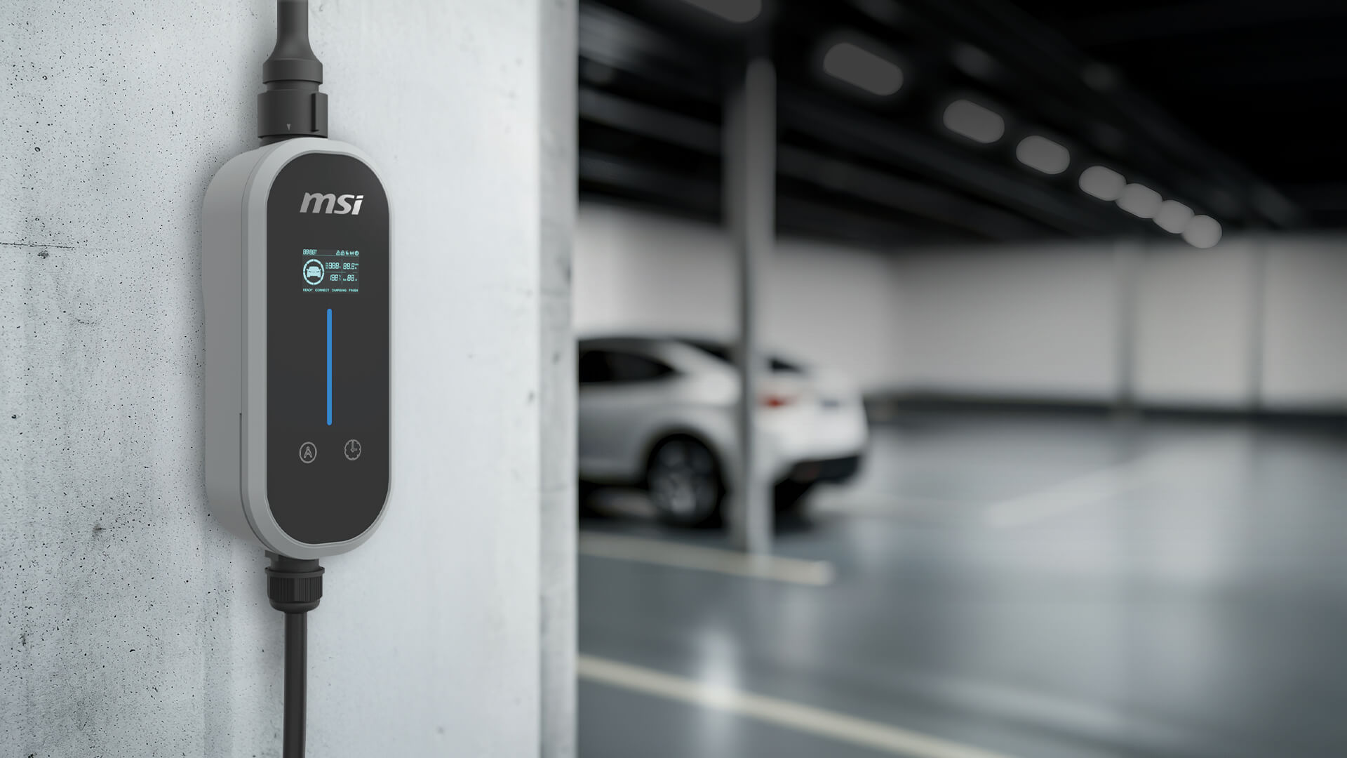 UL94 V-0 flame-retardant MSI Eco EV charger for underground parking areas