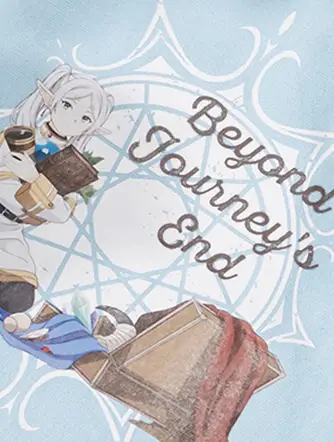 Close-up of Beyond Journey's End print on Frieren Edition canvas tote bag