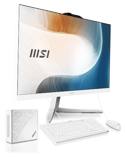 MSI All-in-One PC with keyboard, mouse, and Mini PC