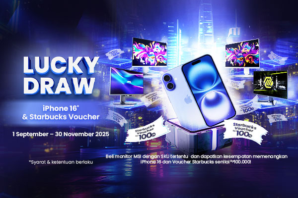 MSI monitor lucky draw for iPhone 16 and Starbucks voucher