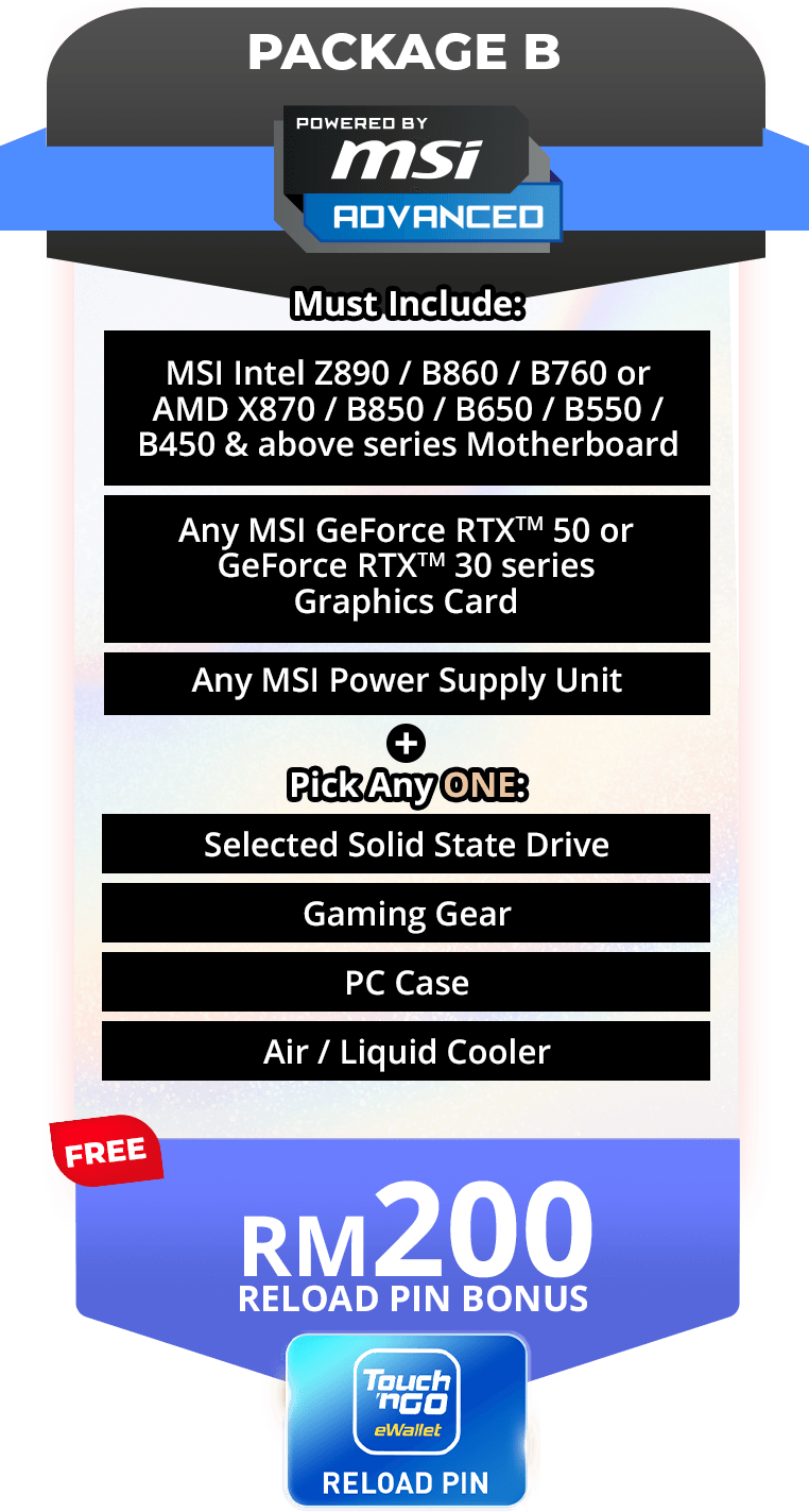 Package B Powered by MSI Advanced reward tier