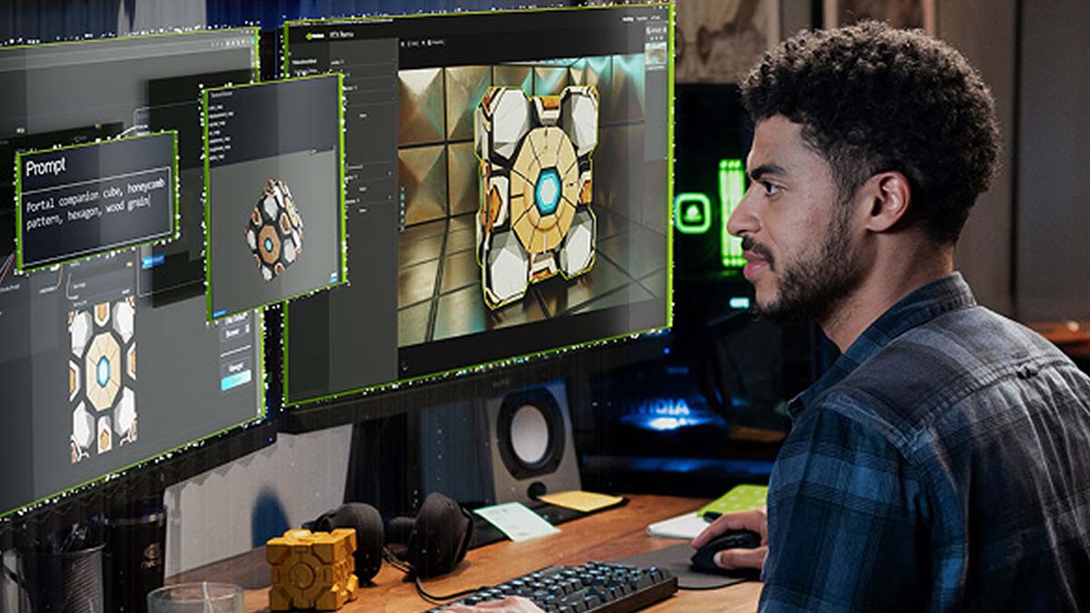 Student using dual monitors with AI study tools