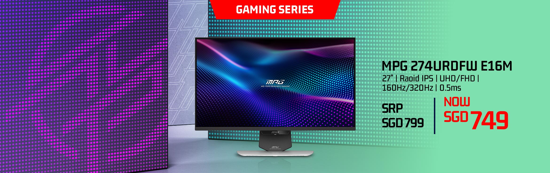 MSI MPG 274URDFW E16M gaming monitor — now SGD 749