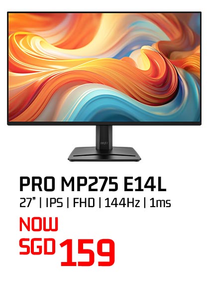 MSI PRO MP275 E14L 27-inch monitor — now SGD 159