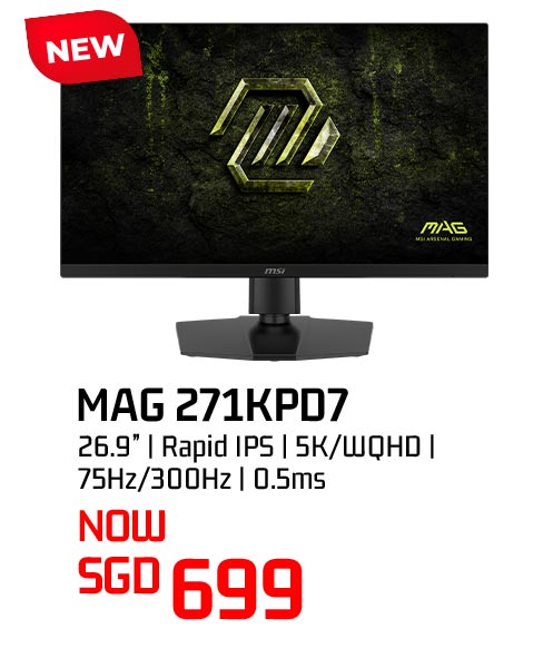 MSI MAG 271KPD7 26.9-inch gaming monitor — now SGD 699