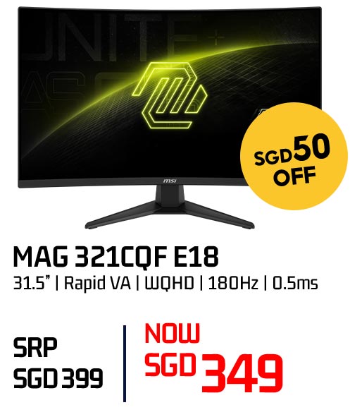 MSI MAG 321CQF E18 31.5-inch gaming monitor — now SGD 349
