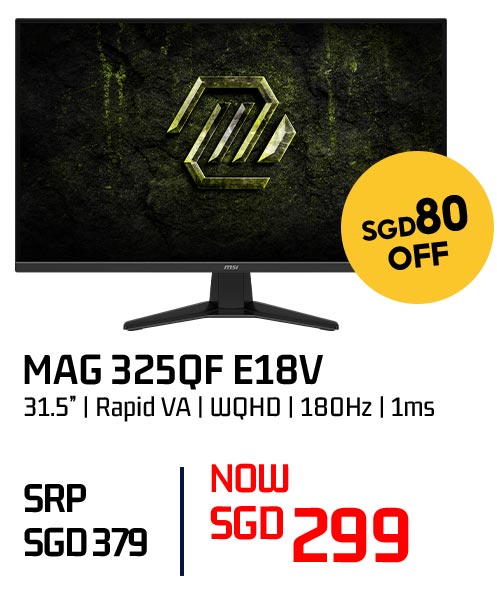 MSI MAG 325QF E18V 31.5-inch gaming monitor — now SGD 299