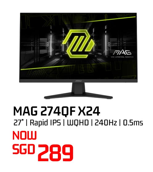 MSI MAG 274QF X24 27-inch gaming monitor — now SGD 289