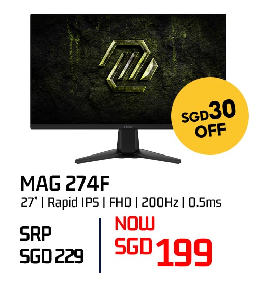 MSI MAG 274F 27-inch gaming monitor — now SGD 199