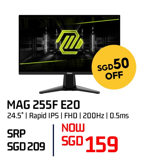 MSI MAG 255F E20 24.5-inch gaming monitor — now SGD 159
