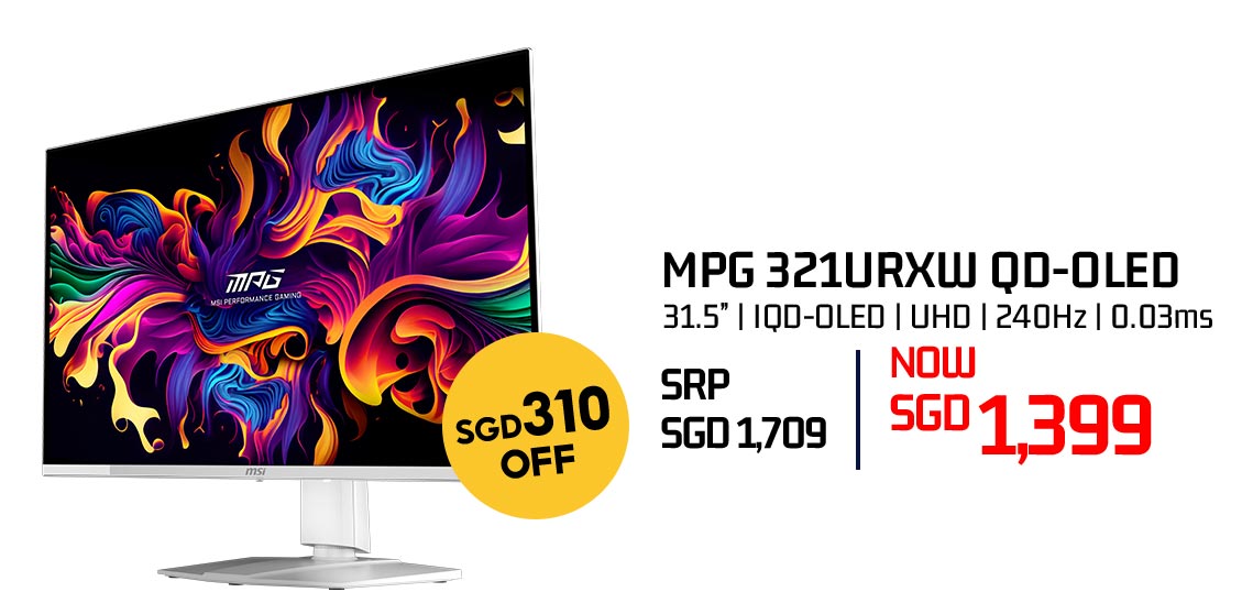 MSI MPG 321URXW QD-OLED 31.5-inch monitor — now SGD 1,399