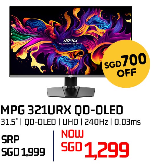MSI MPG 321URX QD-OLED 31.5-inch monitor — now SGD 1,299