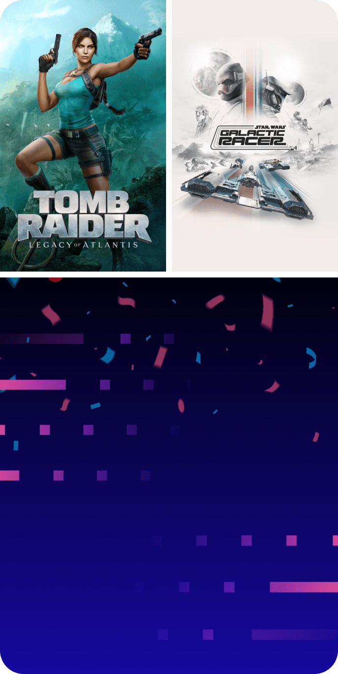 Offer details featuring Tomb Raider: Legacy of Atlantis and STAR WARS: Galactic Racer