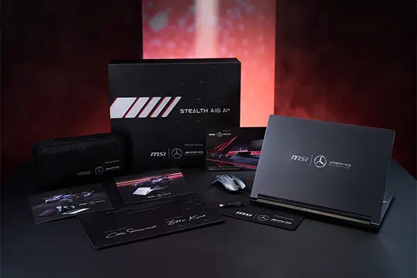 MSI x Mercedes-AMG Motorsport: Stealth 16 and 18 AI flagship laptops featuring forged carbon fiber design.
