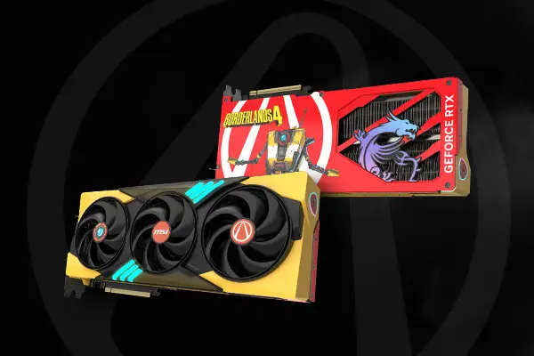 MSI x Borderlands 4 Limited Edition VGA, featuring premium yellow shroud and Claptrap backplate