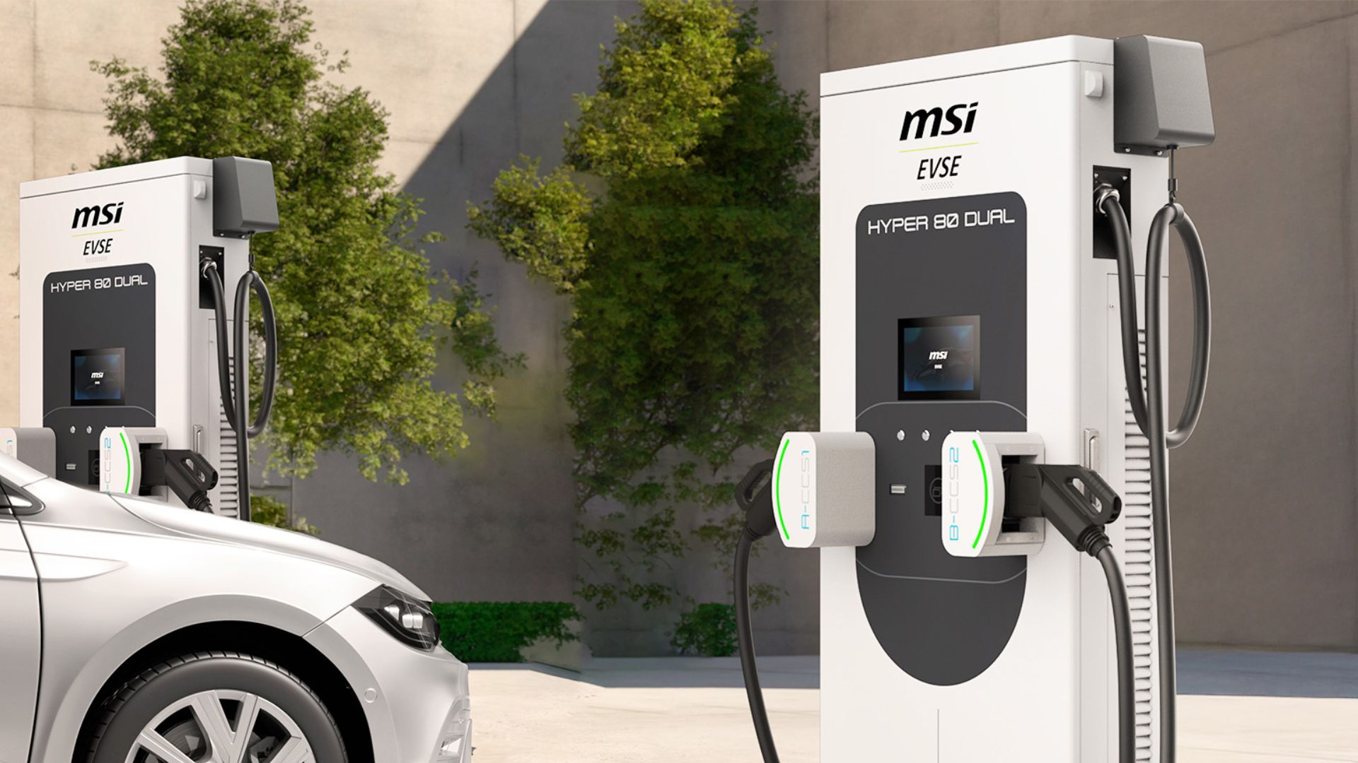 MSI Hyper 80 Dual Ultra-Slim DC Fast Charger for Commercial Sites