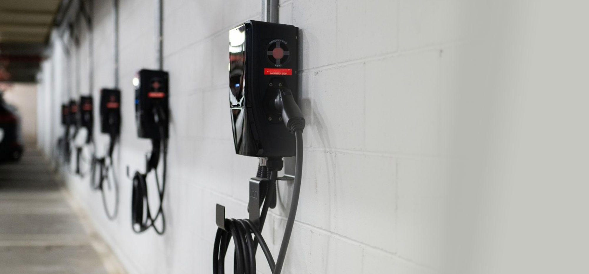 MSI EV chargers deployed across an underground parking site
