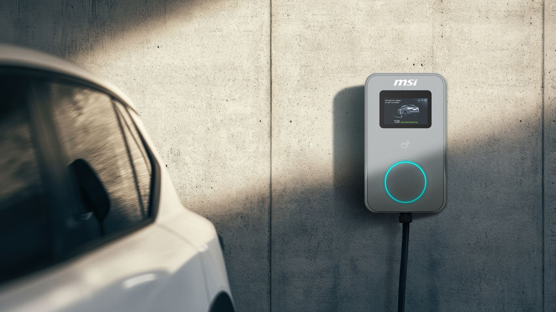 MSI EV-Ladelösungen für öffentliche und private Parkplätze – zuverlässige, skalierbare Ladegeräte für gewerbliche und private Standorte.