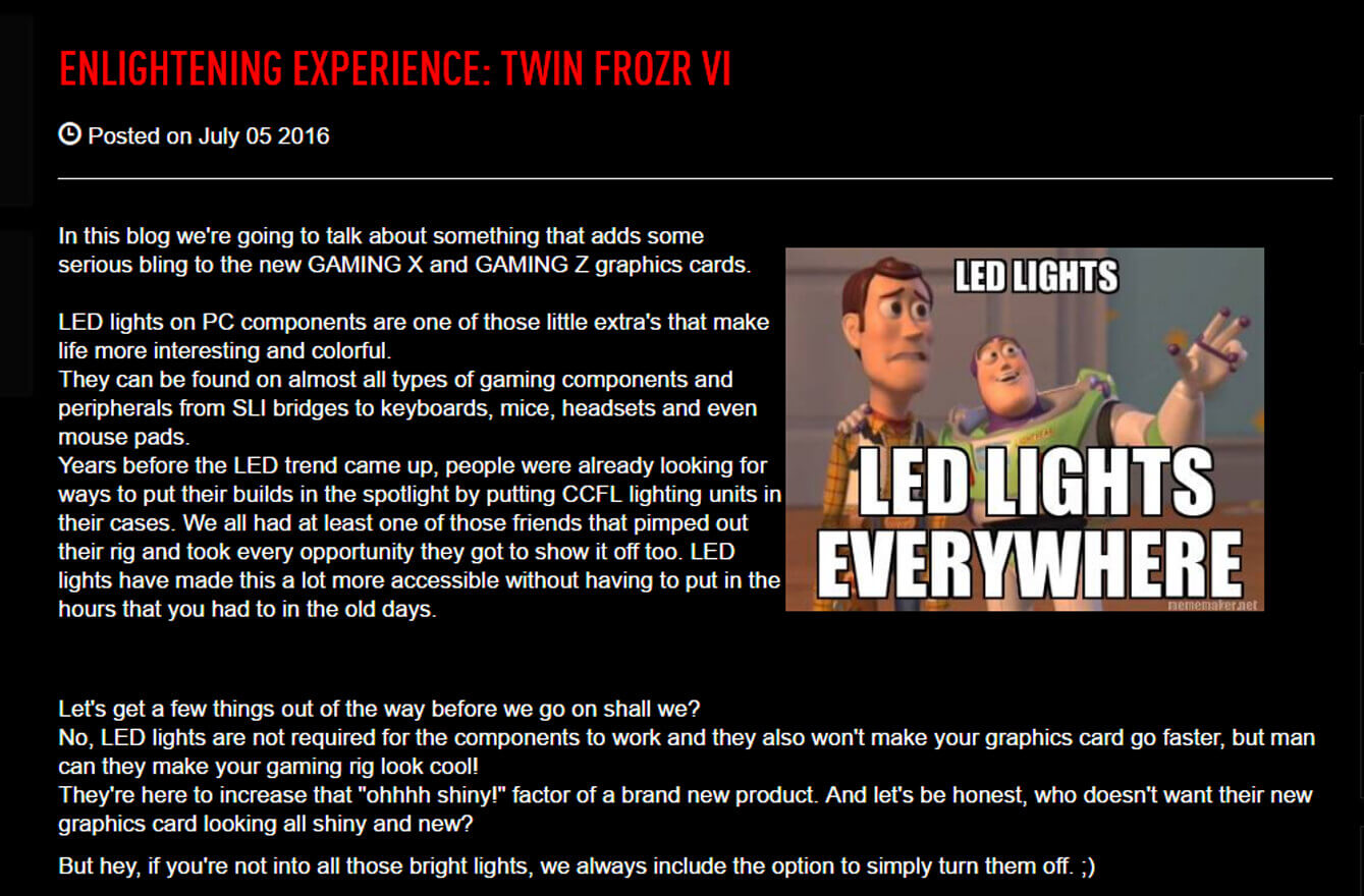 Enlightening Experience: TWIN FROZR VI