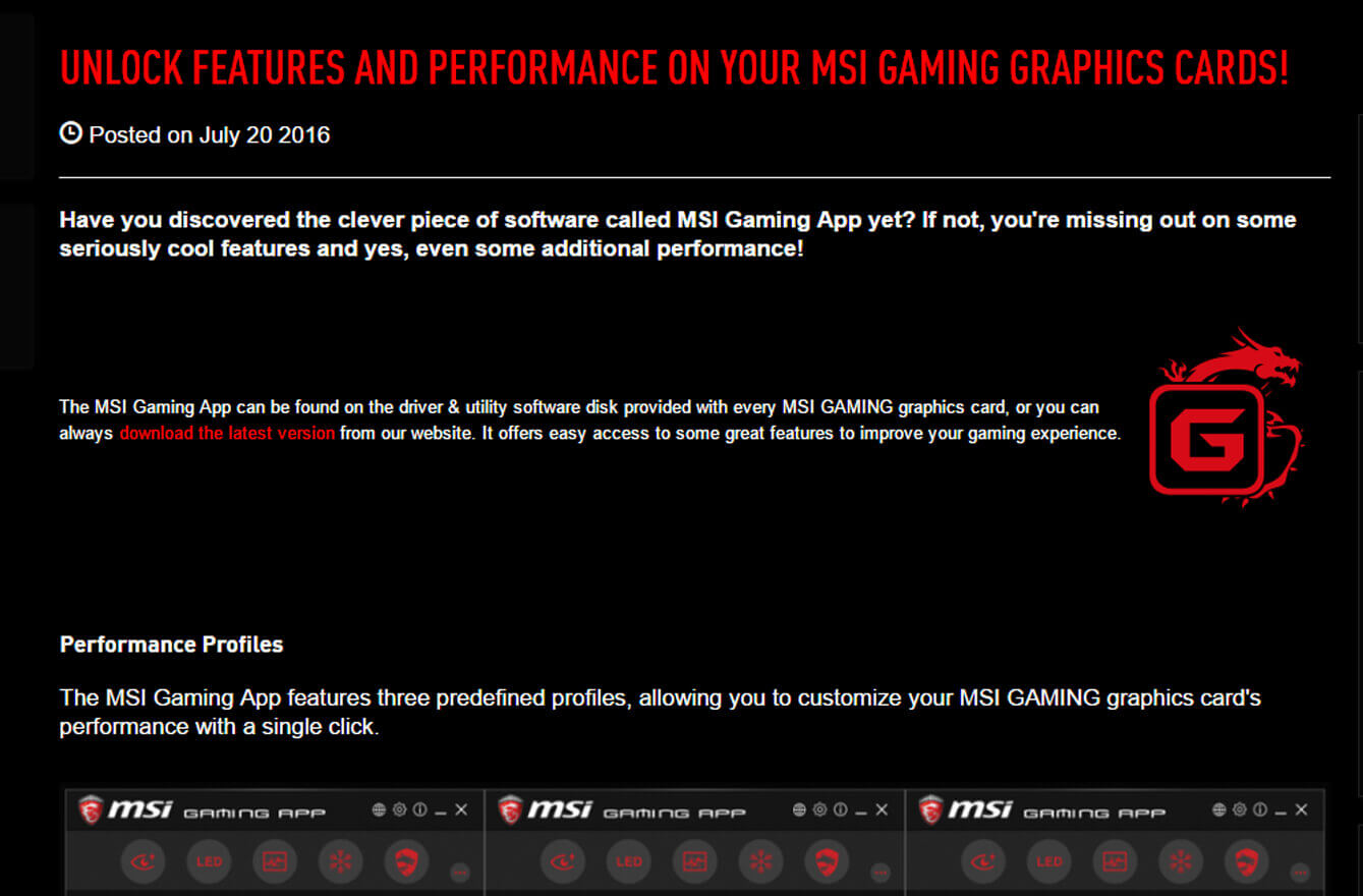 MSI GAMING APP