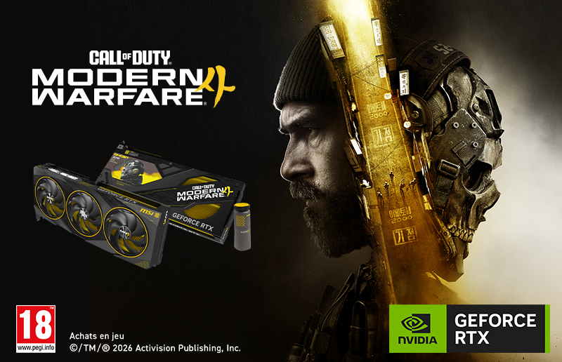 À l’occasion de la sortie du jeu Call of Duty®: Modern Warfare® 4, MSI et Activision s’associent pour vous proposer la carte graphique MSI GeForce RTX™ 5080 16G COD MW4 EDITION OC
