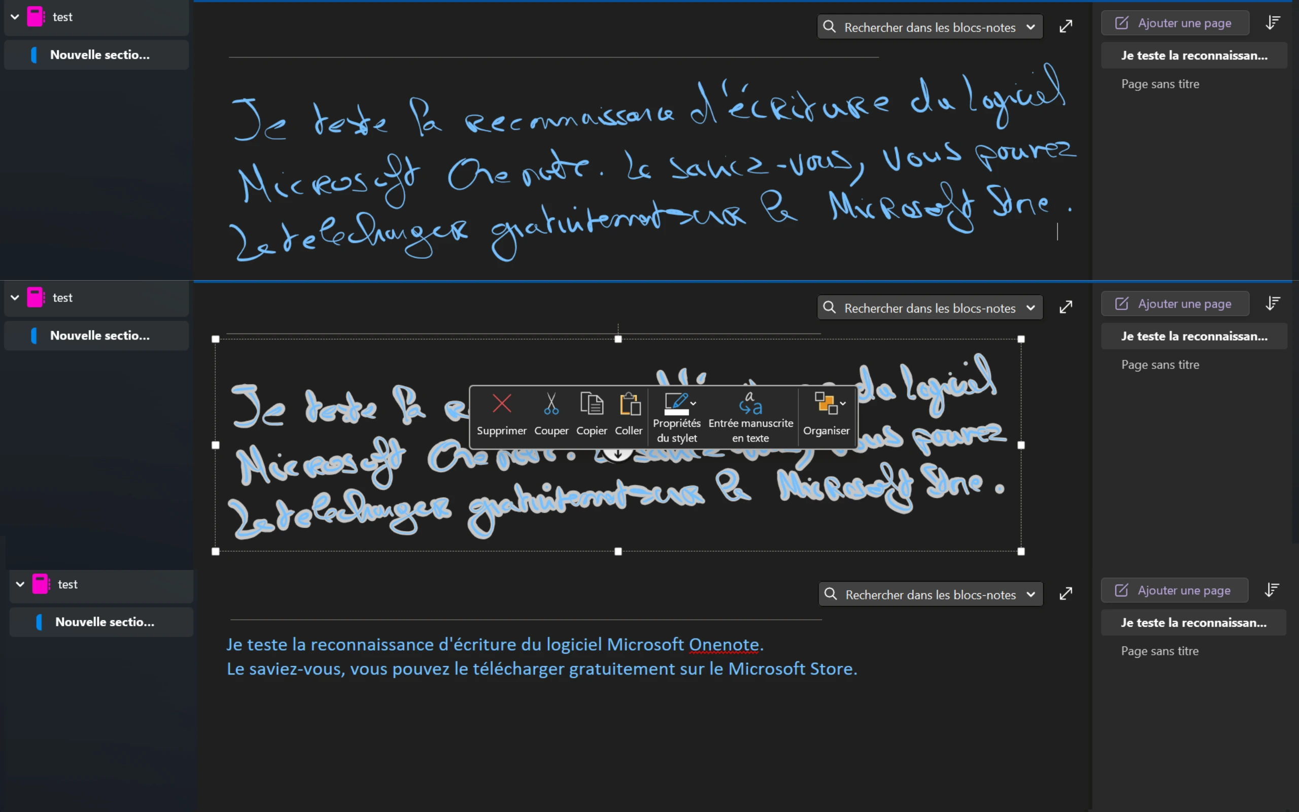 Reconnaissance d'écriture Windows
